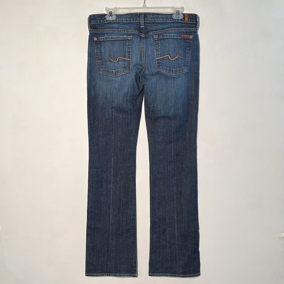 7 FOR ALL MANKIND Bootcut Mid Rise 5 Pocket Distressed Cotton Denim Jeans SZ 32 - Picture 4 of 16